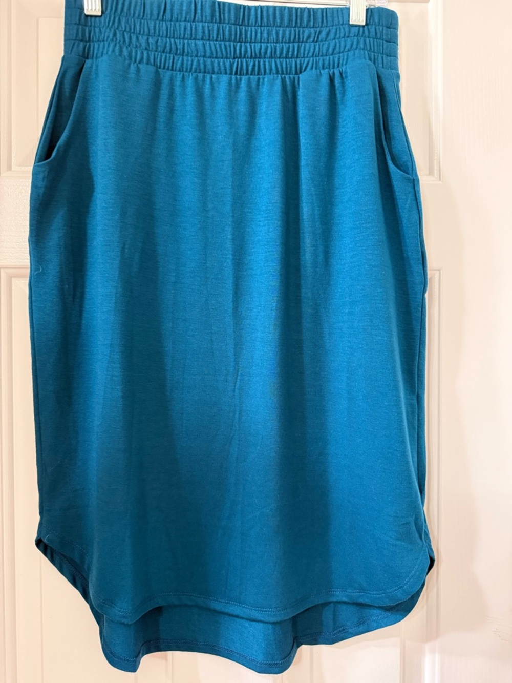Zenana Teal Casual Elastic Waist Skirt with Pockets